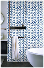 Floralplus Boho Blue Chevron Leaf Peel and Stick Wallpaper Bohemian Removable Wall Decor for Living Room Bedroom