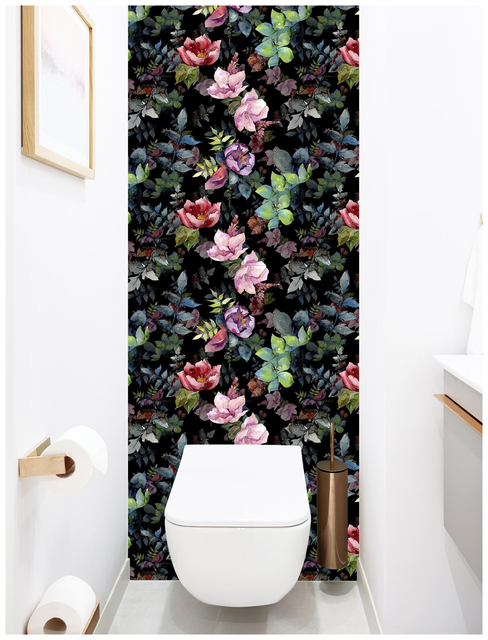 Floralplus Dark Watercolor Floral Peel and Stick Wallpaper Moody Garden Removable Wall Mural