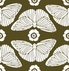 Floralplus Peel and Stick Butterfly Wallpaper Olive Green Boho Floral Removable Wall Decor Bathroom Bedroom Nursery Renter Friendly Accent Wall