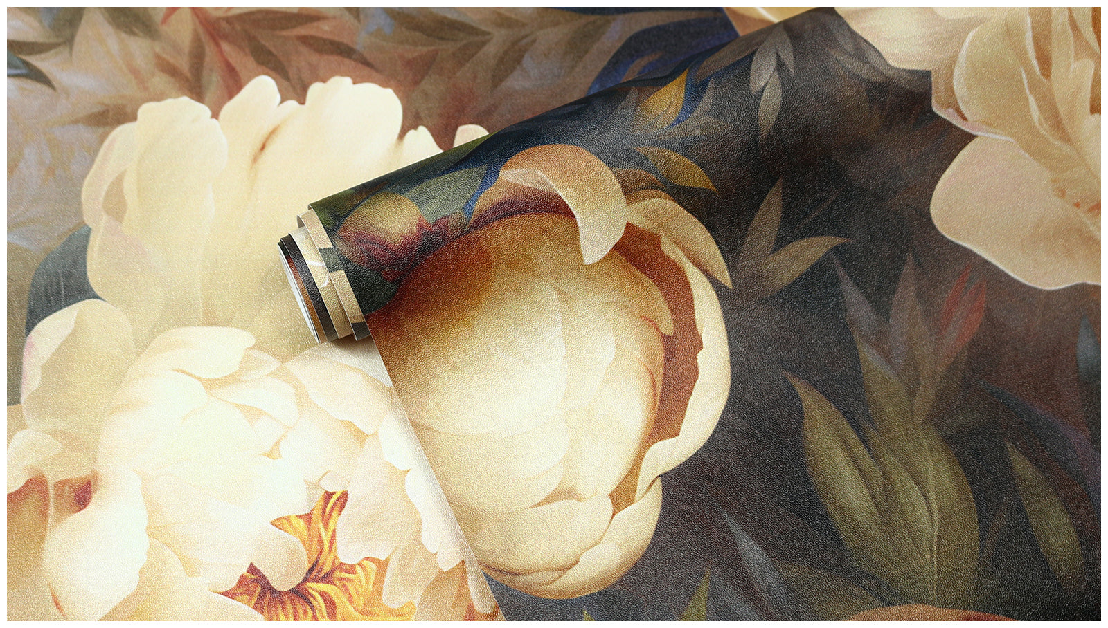 Floralplus Peel and Stick Floral Wallpaper Cream Peony Wall Mural Vintage Large Flower Wall Decor Bedroom Living Room Bathroom Removable