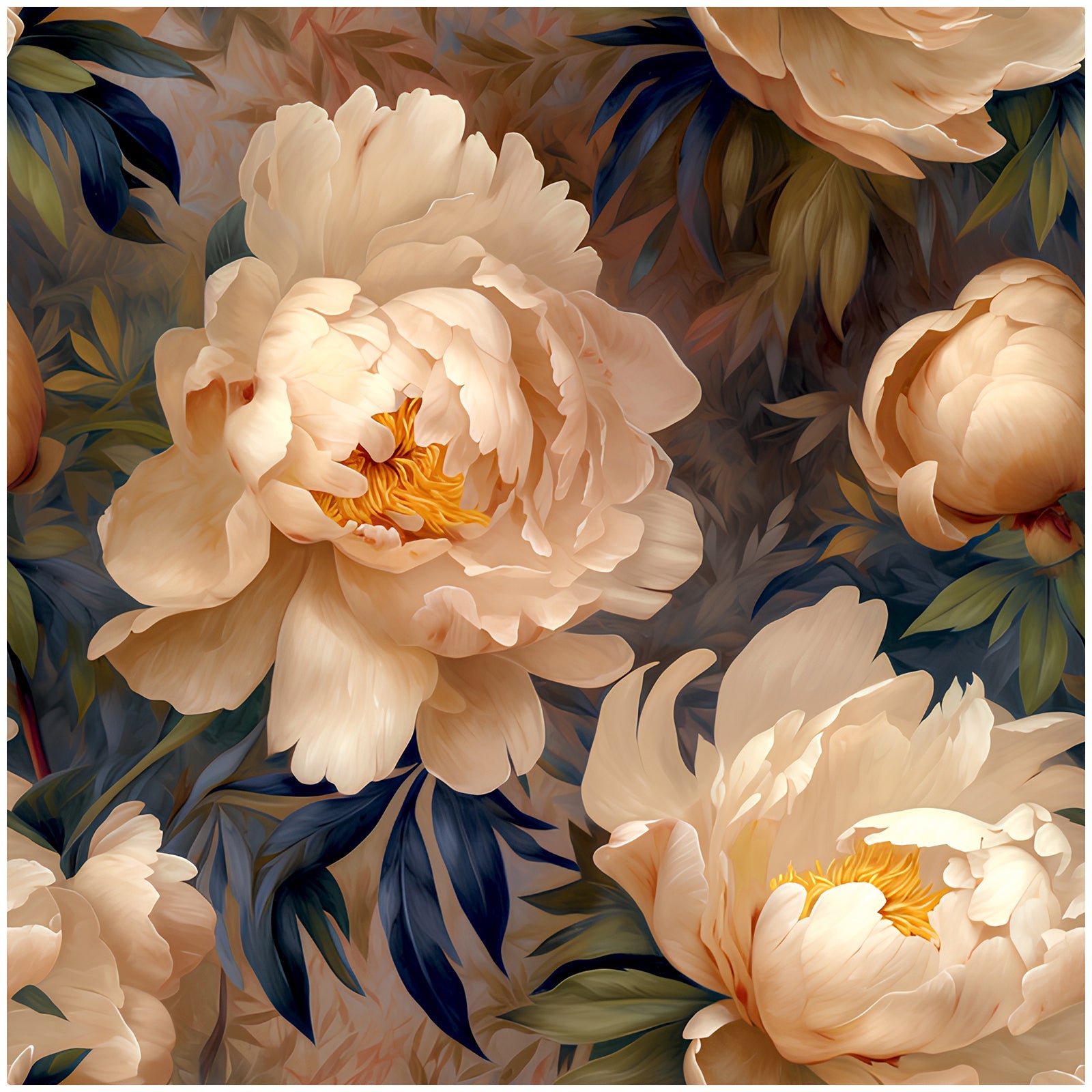Floralplus Peel and Stick Floral Wallpaper Cream Peony Wall Mural Vintage Large Flower Wall Decor Bedroom Living Room Bathroom Removable
