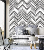 Floralplus Peel and Stick Wallpaper Black Mudcloth Tribal Chevron Dot Boho Removable Self Adhesive Wall Mural for Bathroom Bedroom Living Room