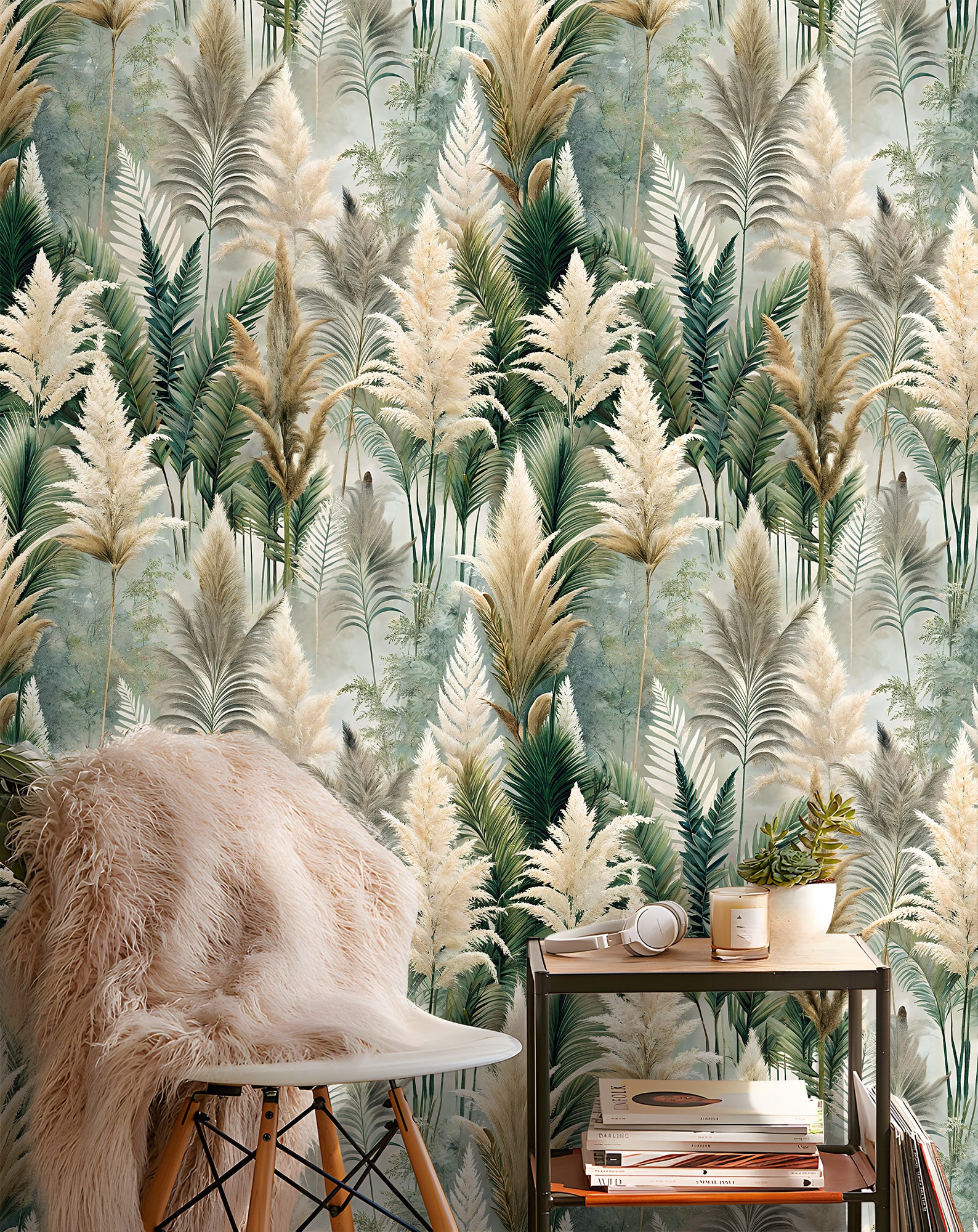Floralplus Peel and Stick Wallpaper Boho Forest Removable Wallpaper Boho Leaf Wallpapers for Bedroom Bathroom Renter Friendly Leaf Contact Paper for Cabinet Walls