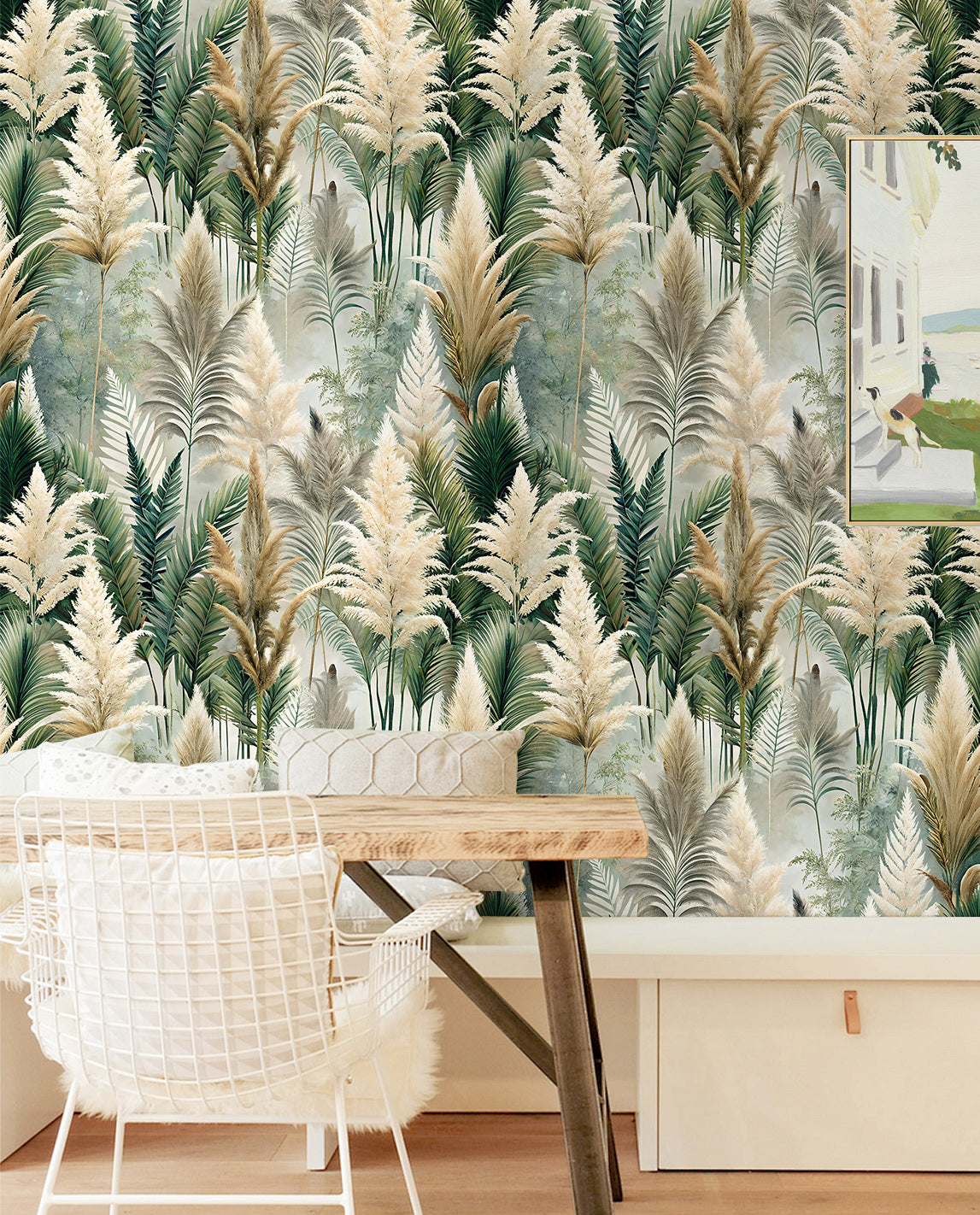 Floralplus Peel and Stick Wallpaper Boho Forest Removable Wallpaper Boho Leaf Wallpapers for Bedroom Bathroom Renter Friendly Leaf Contact Paper for Cabinet Walls