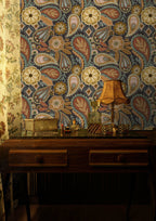 Floralplus Peel and Stick Wallpaper Boho Paisley Floral Brown Rust Sage Green Vintage Retro Removable Self Adhesive Wall Mural for Bedroom Living Room