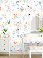 Floralplus Peel and Stick Wallpaper Cute Colorful Dogs Kids Playroom Nursery Decor Removable Wall Mural

