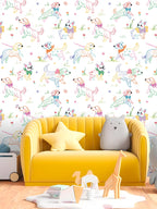 Floralplus Peel and Stick Wallpaper Cute Colorful Dogs Kids Playroom Nursery Decor Removable Wall Mural
