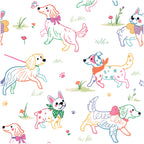 Floralplus Peel and Stick Wallpaper Cute Colorful Dogs Kids Playroom Nursery Decor Removable Wall Mural
