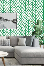 Floralplus Peel and Stick Wallpaper Green Herringbone Chevron Watercolor Modern Removable Self Adhesive Wall Mural for Bathroom Bedroom Living Room