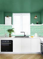 Floralplus Peel and Stick Wallpaper Green Herringbone Chevron Watercolor Modern Removable Self Adhesive Wall Mural for Bathroom Bedroom Living Room