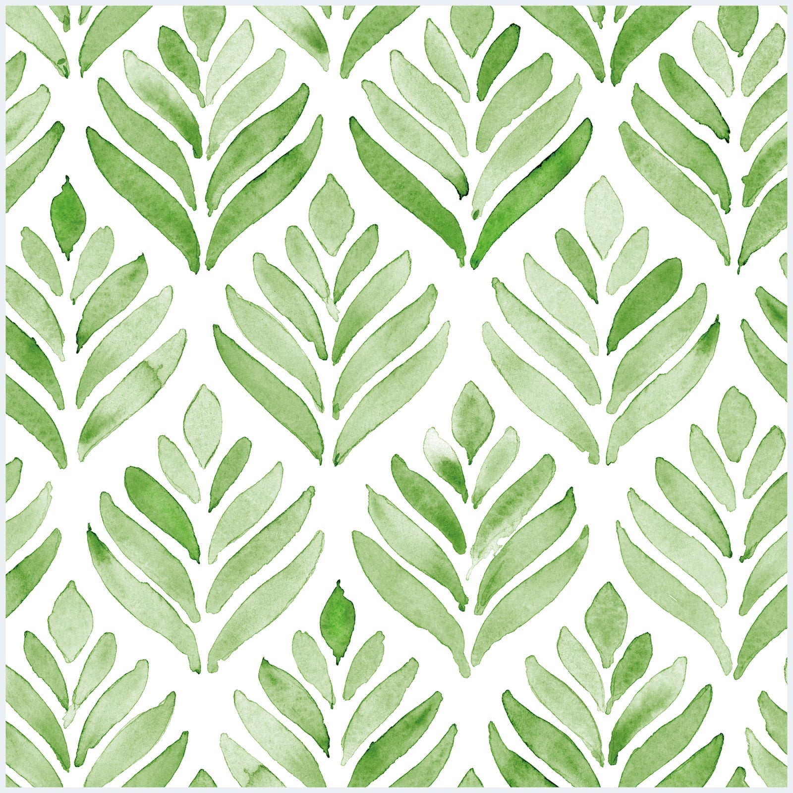 Floralplus Peel and Stick Wallpaper Green Watercolor Leaf Botanical White Modern Removable Self Adhesive Wall Mural for Bathroom Bedroom Nursery