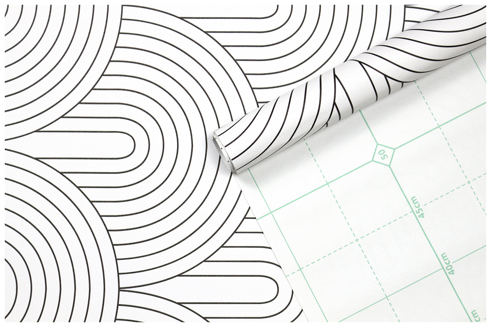 Floralplus Peel and Stick Wallpaper Modern Rainbow Arch Line Art Neutral Gray Black Geometric Removable Self Adhesive Wall Mural for Bathroom Bedroom Nursery