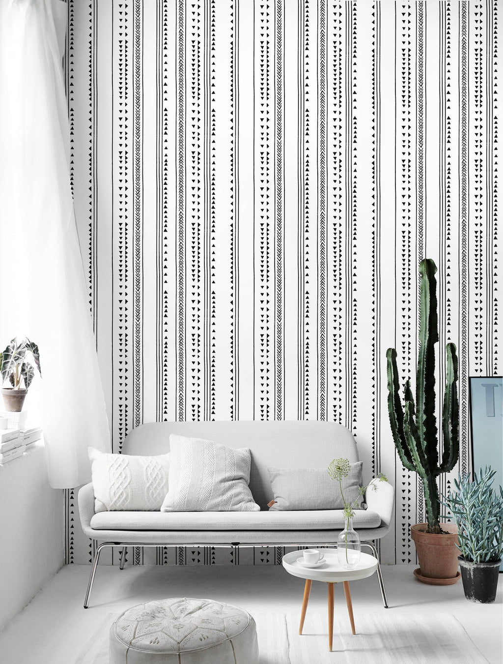 Floralplus Peel and Stick Wallpaper Neutral Gray Herringbone Chevron Watercolor Modern Removable Self Adhesive Wall Mural for Bathroom Bedroom Living Room