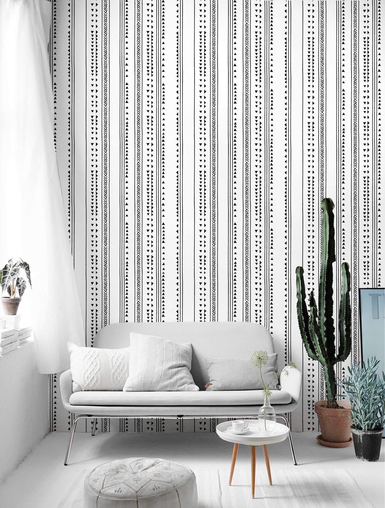 Floralplus Peel and Stick Wallpaper Neutral Gray Herringbone Chevron Watercolor Modern Removable Self Adhesive Wall Mural for Bathroom Bedroom Living Room