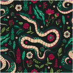 Floralplus Peel and Stick Wallpaper Snake Floral Dark Green Boho Jungle Removable Wall Decor for Bedroom Living Room Bathroom Nursery