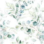 Floralplus Peel and Stick Wallpaper Watercolor Eucalyptus Greenery White Botanical Sage Blue Removable Self Adhesive Wall Mural for Bathroom Bedroom Nursery