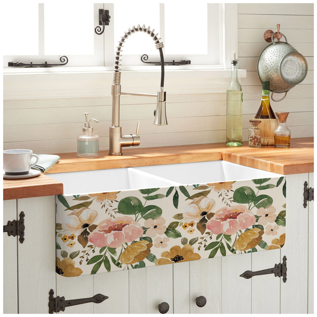 Floralplus Peel and Stick Wallpaper Watercolor Floral Cream Background Pink Mustard Green Botanical Boho Removable Self Adhesive Wall Mural for Bedroom Living Room Nursery