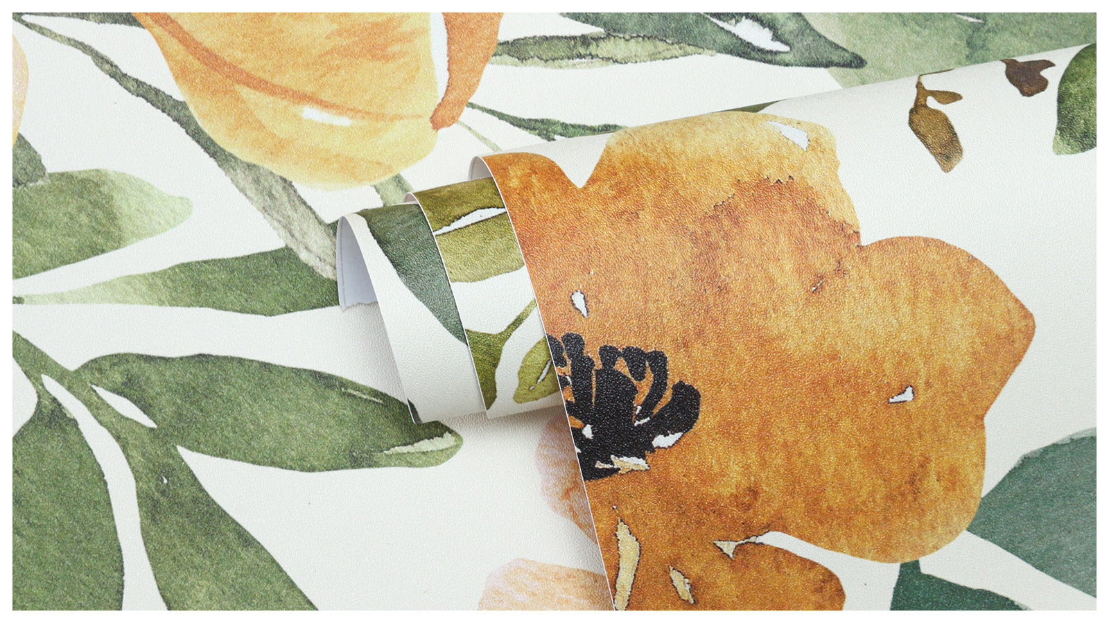 Floralplus Peel and Stick Wallpaper Watercolor Floral Cream Background Pink Mustard Green Botanical Boho Removable Self Adhesive Wall Mural for Bedroom Living Room Nursery