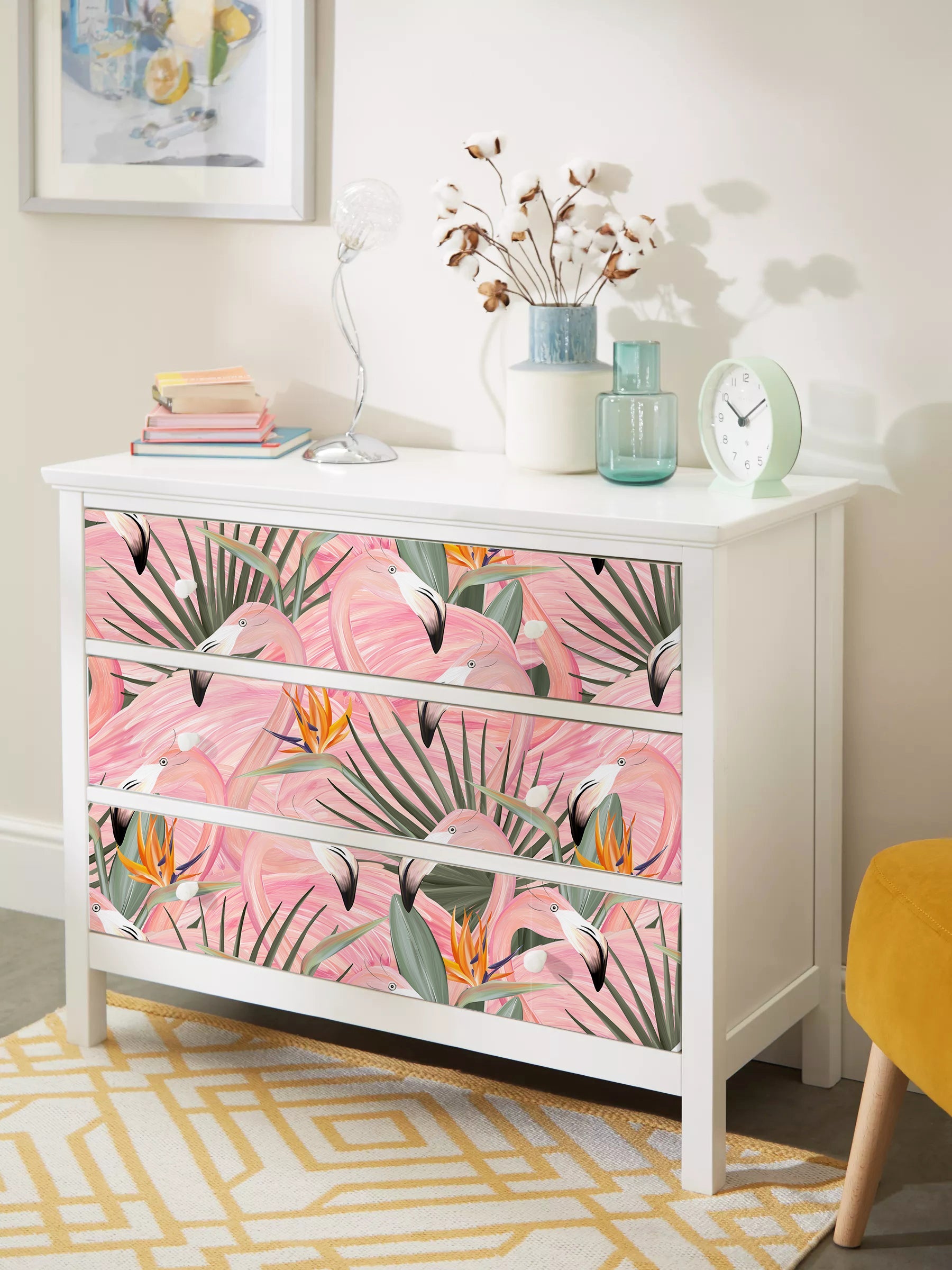 Floralplus Pink Flamingo Tropical Palm Removable Wallpaper