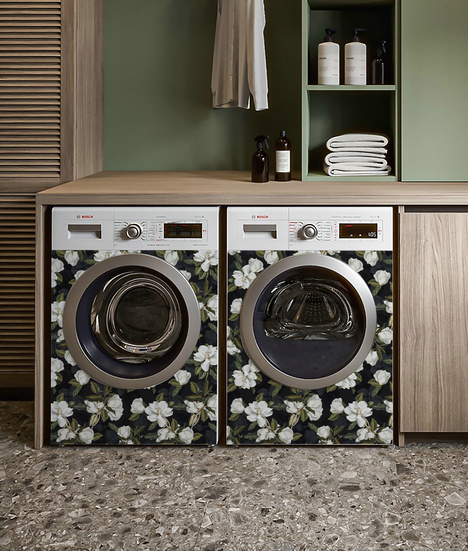 Floralplus Wallpaper Peel and Stick Black Magnolia Floral Removable Wall Mural Self Adhesive Dark Botanical Bedroom Living Room Bathroom Accent Wall