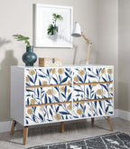 Floralplus Wallpaper Peel and Stick Blue Botanical Floral Wall Decor Modern Watercolor Flower Removable Wallpaper Self Adhesive Wall Mural for Bedroom Living Room Bathroom