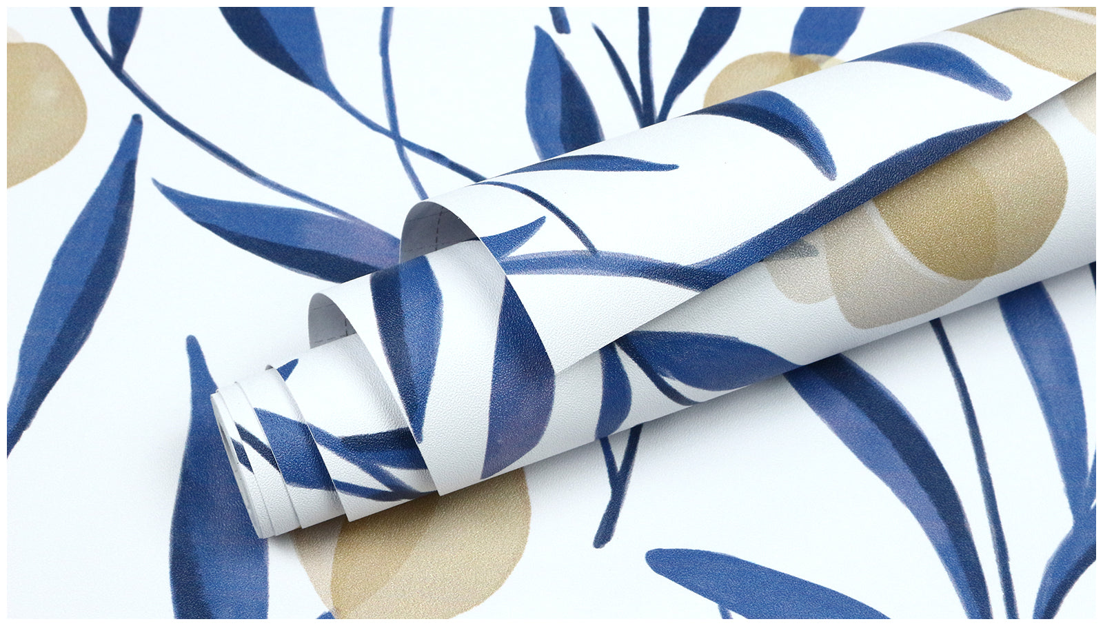 Floralplus Wallpaper Peel and Stick Blue Botanical Floral Wall Decor Modern Watercolor Flower Removable Wallpaper Self Adhesive Wall Mural for Bedroom Living Room Bathroom