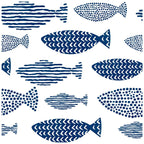 Floralplus Wallpaper Peel and Stick Blue Fish Coastal Kids Bathroom Nautical Ocean Wall Decor Removable Self Adhesive Mural