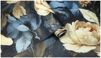 Floralplus Wallpaper Peel and Stick Blue Gold Vintage Floral Dark Botanical Wall Decor Removable Self Adhesive Wall Mural for Bedroom Living Room Bathroom Accent Walls