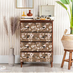 Floralplus Wallpaper Peel and Stick Brown Bird Floral Vintage Botanical Removable Wall Mural for Bedroom Bathroom Nursery Accent Wall