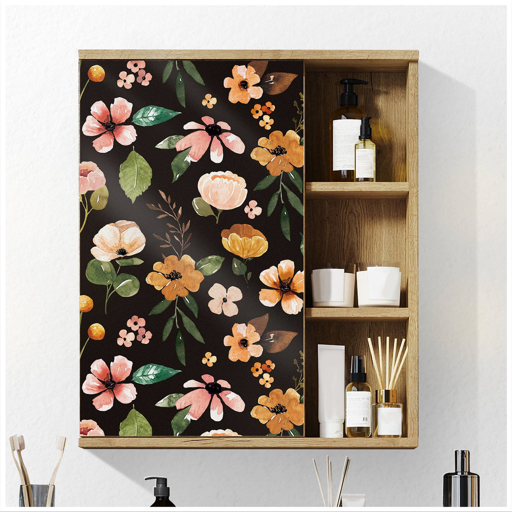 Floralplus Wallpaper Peel and Stick Brown Floral Boho Watercolor Retro Botanical Wall Decor Bedroom Living Room Bathroom Removable Mural