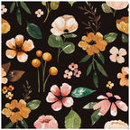 Floralplus Wallpaper Peel and Stick Brown Floral Boho Watercolor Retro Botanical Wall Decor Bedroom Living Room Bathroom Removable Mural