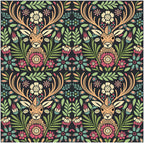 Floralplus Wallpaper Peel and Stick Deer Floral Boho Folk Art Dark Green Removable Wall Mural for Nursery Kids Room Bedroom