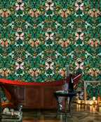 Floralplus Wallpaper Peel and Stick Green Butterfly Floral Boho Kids Room Nursery Vintage Wall Decor Bathroom Removable Mural