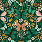 Floralplus Wallpaper Peel and Stick Green Butterfly Floral Boho Kids Room Nursery Vintage Wall Decor Bathroom Removable Mural