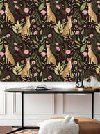 Floralplus Wallpaper Peel and Stick Leopard Jungle Floral Dark Brown Botanical Wall Decor Bedroom Bathroom Nursery Removable Mural