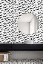 Floralplus Wallpaper Peel and Stick Minimalist Black White Dot Pattern Modern Wall Decor Bedroom Living Room Removable Mural