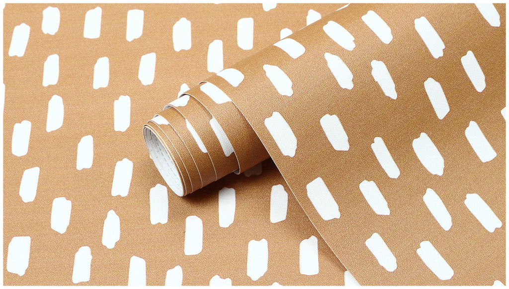 Floralplus Wallpaper Peel and Stick Minimalist Brown Dot Pattern Modern Wall Decor Bedroom Living Room Removable Mural