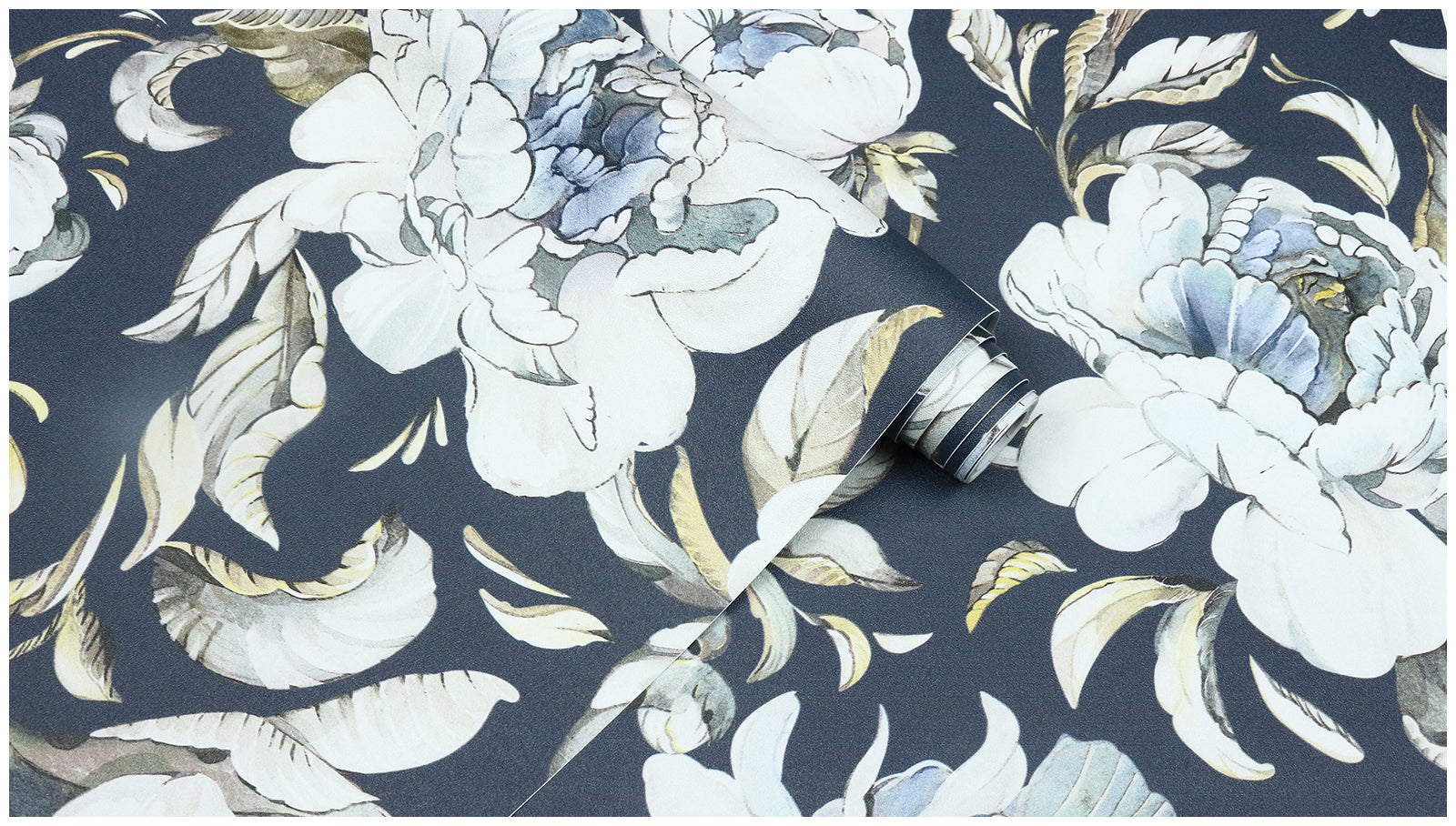 Floralplus Wallpaper Peel and Stick Navy Blue Peony Floral Vintage Watercolor Botanical Wall Decor Removable Mural for Bedroom Living Room Bathroom