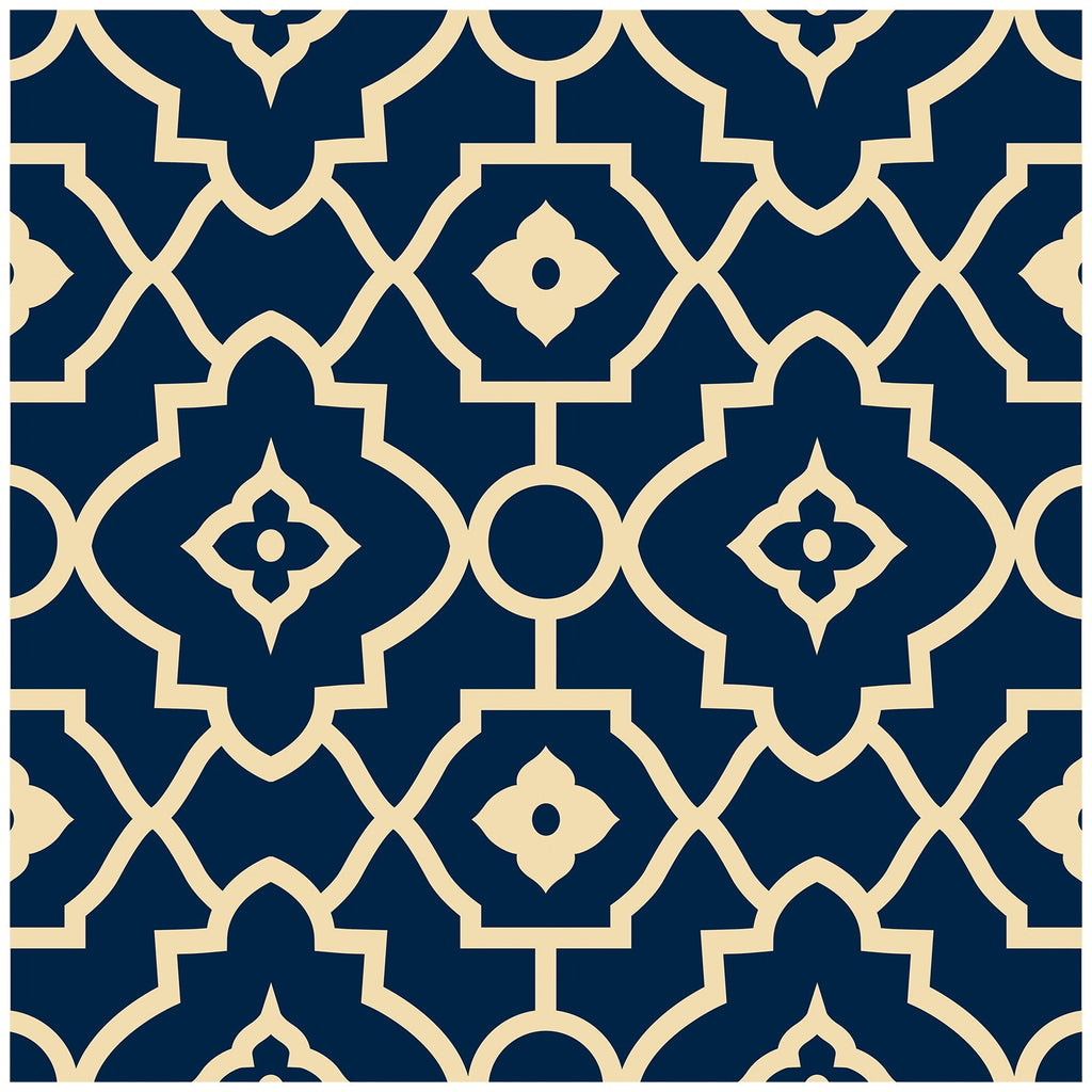 Floralplus Wallpaper Peel and Stick Navy Moroccan Trellis Tile Geometric Farmhouse Bathroom Kitchen Backsplash Laundry Room Removable Wall Decor