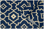 Floralplus Wallpaper Peel and Stick Navy Moroccan Trellis Tile Geometric Farmhouse Bathroom Kitchen Backsplash Laundry Room Removable Wall Decor