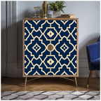 Floralplus Wallpaper Peel and Stick Navy Moroccan Trellis Tile Geometric Farmhouse Bathroom Kitchen Backsplash Laundry Room Removable Wall Decor