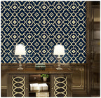 Floralplus Wallpaper Peel and Stick Navy Moroccan Trellis Tile Geometric Farmhouse Bathroom Kitchen Backsplash Laundry Room Removable Wall Decor