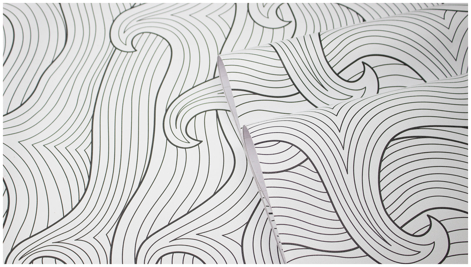 Floralplus Wallpaper Peel and Stick Ocean Wave Black White Coastal Bathroom Kids Room Removable Wall Decor Self Adhesive Modern Mural