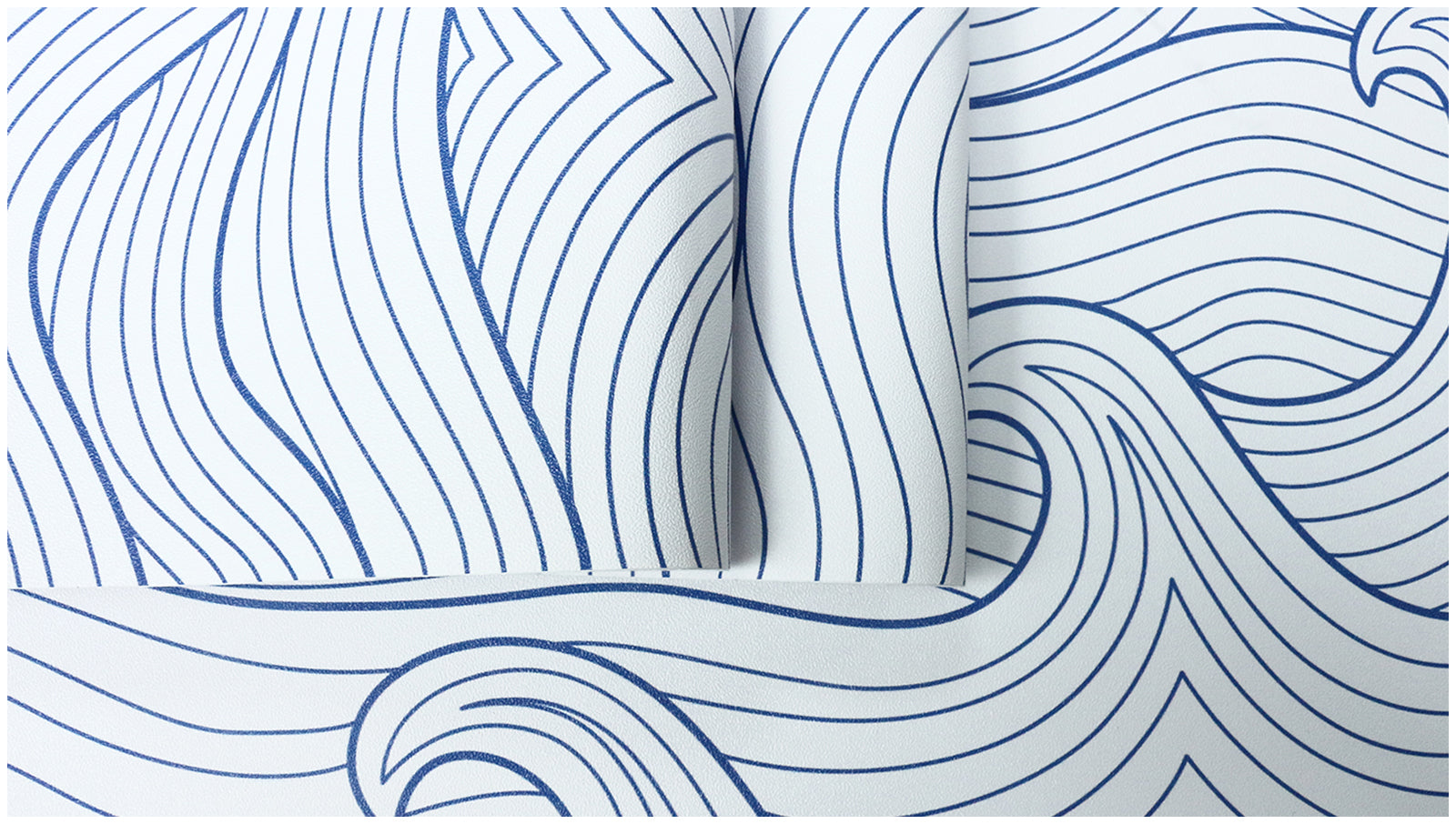 Floralplus Wallpaper Peel and Stick Ocean Wave Blue White Coastal Nautical Kids Room Bathroom Accent Wall Decor Removable Mural