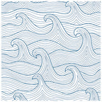 Floralplus Wallpaper Peel and Stick Ocean Wave Blue White Coastal Nautical Kids Room Bathroom Accent Wall Decor Removable Mural
