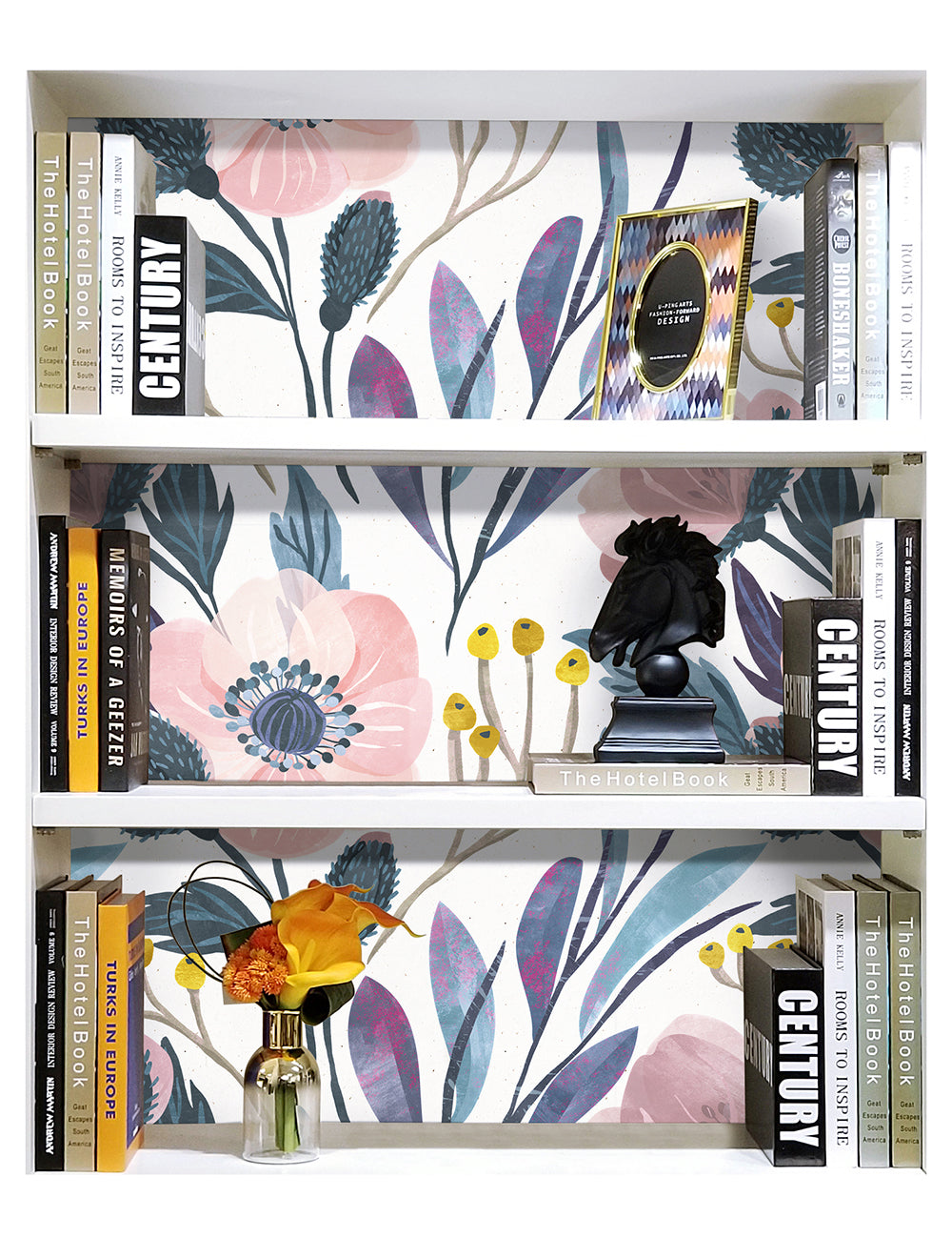 Floralplus Wallpaper Peel and Stick Peach Floral Modern Boho Removable Wall Mural Self Adhesive Bedroom Living Room Bathroom Nursery