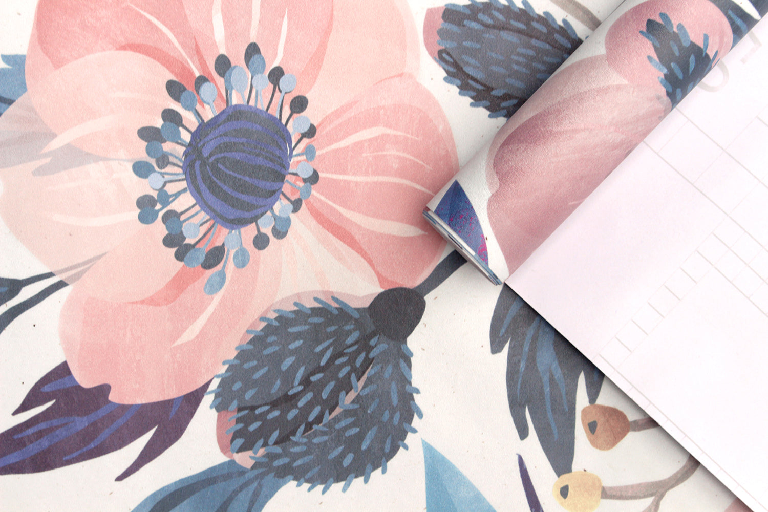 Floralplus Wallpaper Peel and Stick Peach Floral Modern Boho Removable Wall Mural Self Adhesive Bedroom Living Room Bathroom Nursery