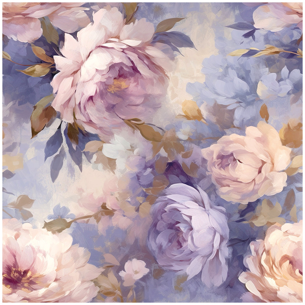 Floralplus Wallpaper Peel and Stick Purple Beige Peony Floral Vintage Oil Painting Wall Mural Removable Wall Decor for Bedroom Living Room Nursery