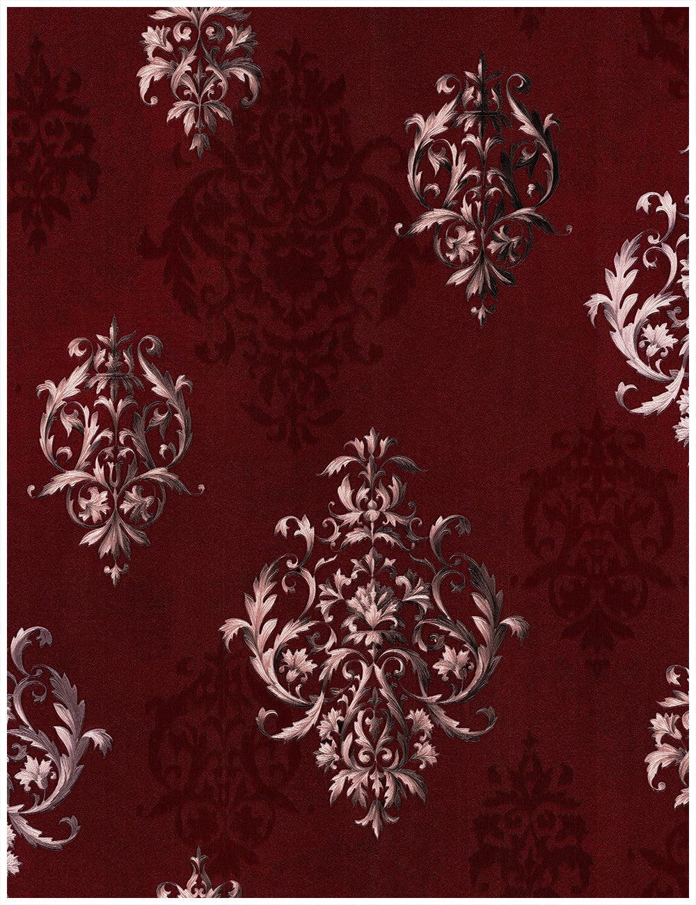 Floralplus Wallpaper Peel and Stick Red Damask Baroque Vintage Wall Decor Living Room Bedroom Removable Mural