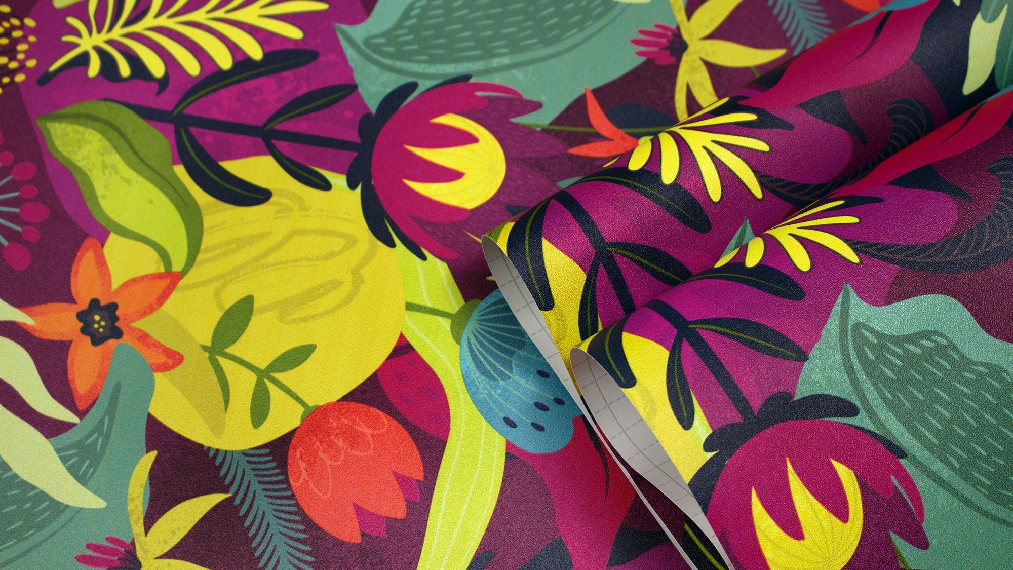 Floralplus Wallpaper Peel and Stick Tropical Floral Boho Colorful Botanical Jungle Wall Decor Bedroom Bathroom Nursery Removable Mural
